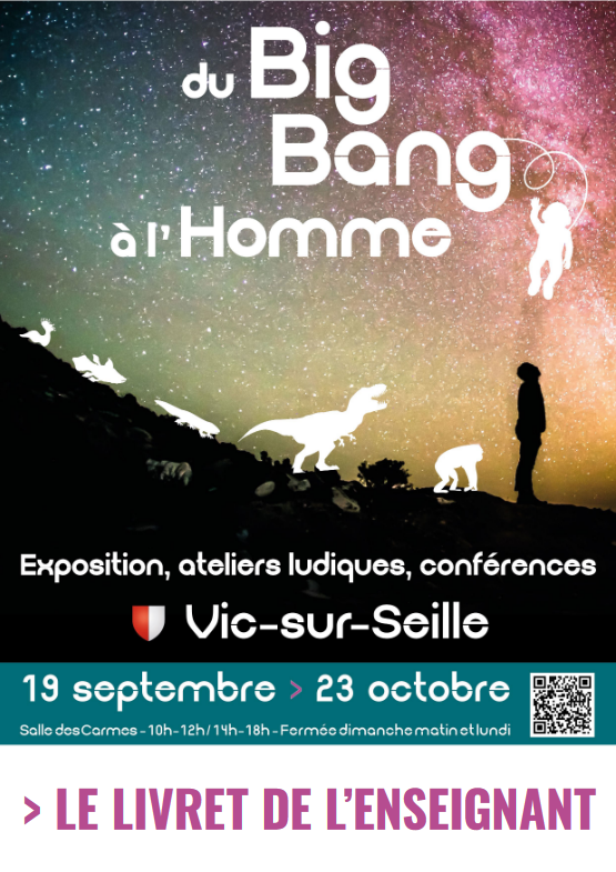 Couverture du livret de l'enseignant de l'exposition "du Big Bang à l'Homme"