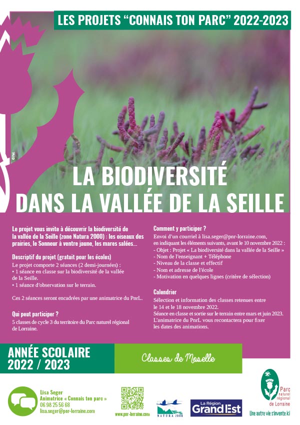 Fiche Connais ton Parc sur la biodiversité de la vallée de la Seille