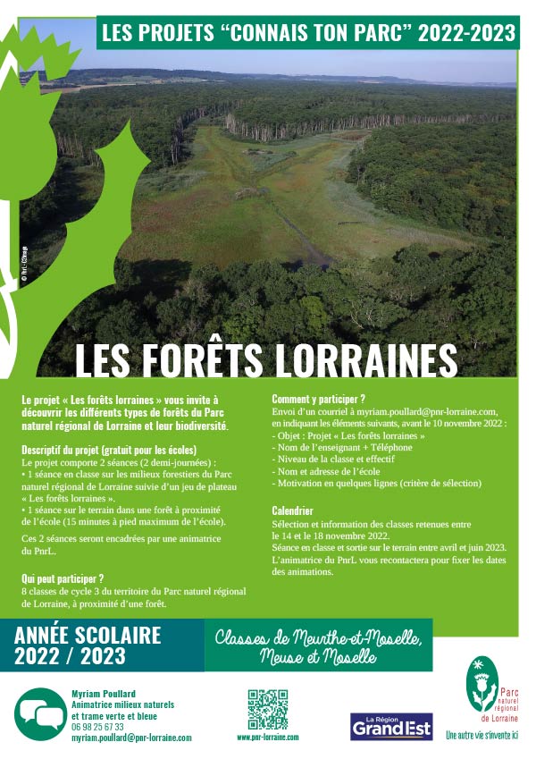 Fiche Connais ton Parc sur les forêts lorraines