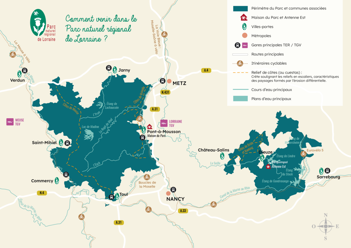 Carte du territoire du Parc naturel régional de Lorraine